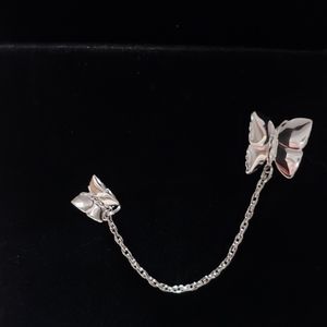 Vintage Sarah Coventry Silvertone Twin Butterfly Chained Pins/Brooch